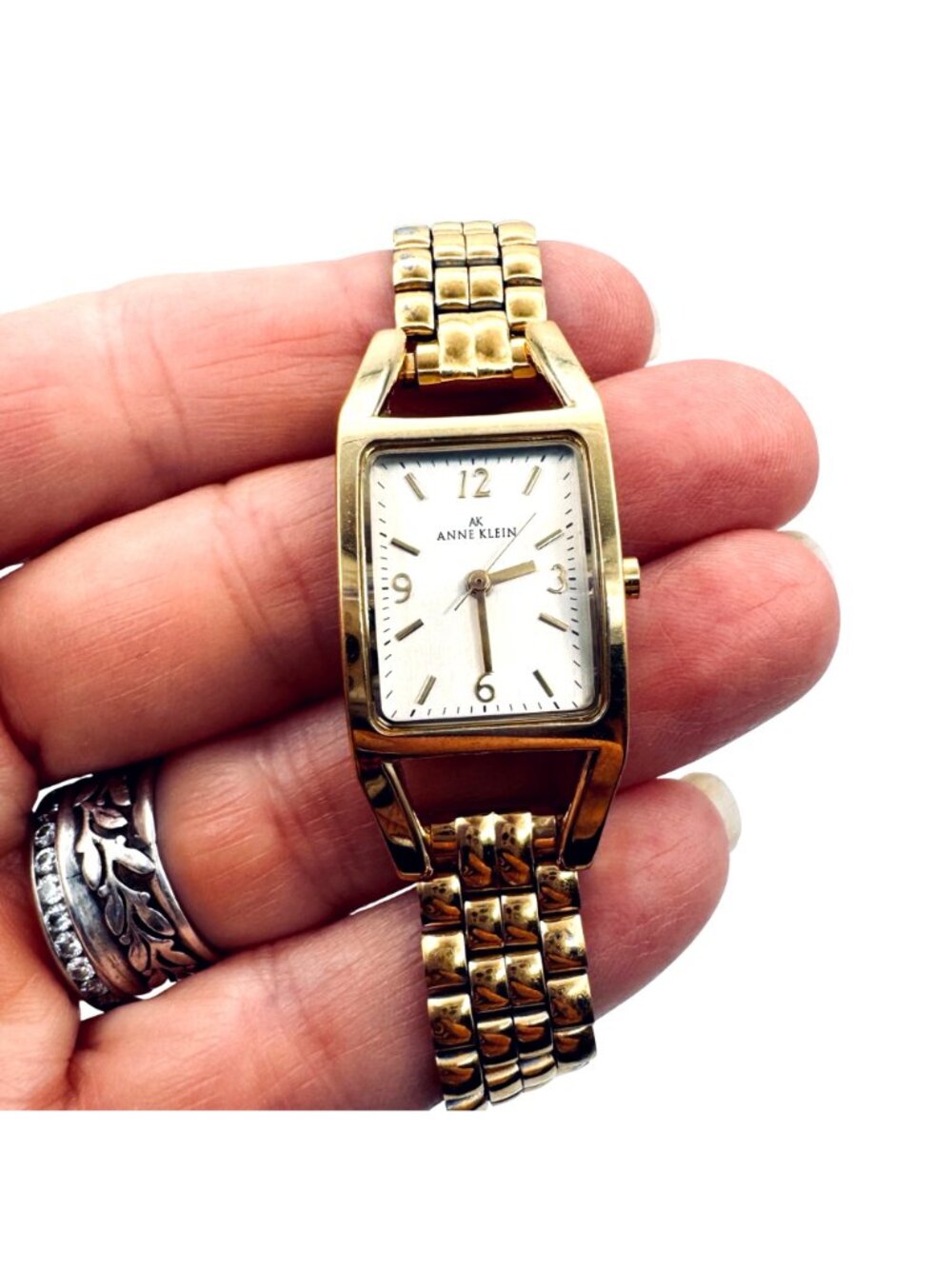 Vintage Anne Klein Watch Gold Tone Speidel Band 1990s Classic Regency Needs Batt - Picture 6 of 6